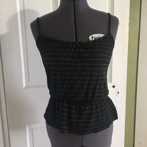Black with gold stripe elastic waist tank top